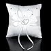 Generic White Double Heart Rhinestone Wedding Ring Pillow 6 inch x 6 inch (Style 2)