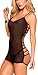 Rozegaga Womens Sheer Lace Trim Strappy Back Mesh Babydoll Large Black