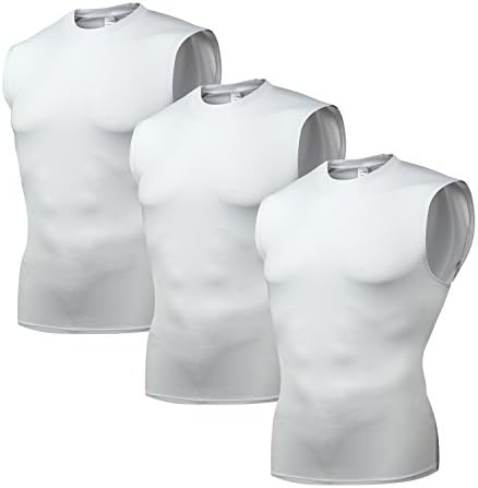 Aunua Men's 3 Pack Sleeveless T-Shirt Slim Sports Tank Tops(White S)