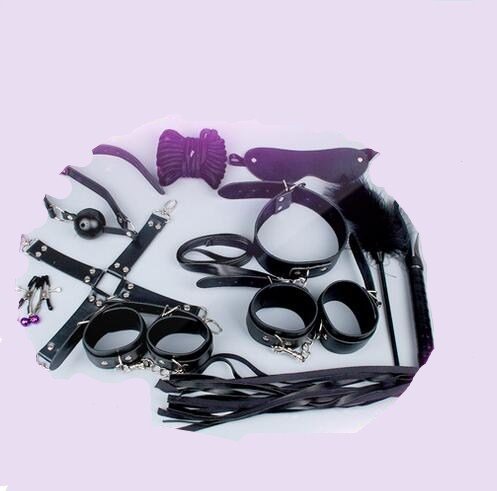 Senswalan 10 Piece Bed Restraints Kit with Adjustable Fur Leather Wrist Cosplay