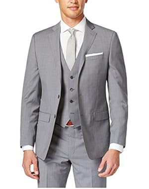 Calvin Klein Slim Fit Gray Plaid Two Button Wool New Men's Blazer (36 Regular)