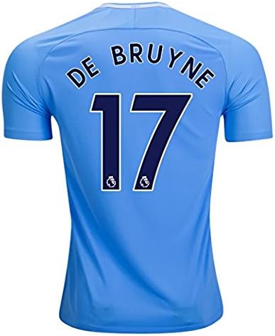 KiUong 17-18 Season Mens DE Bruyne 17 Manchester City Home Jersey Blue Color Size L