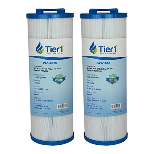 Tier1 Replacement for Waterway 817-4050 Spa Filter, Teleweir 50, Pleatco PWW50L, Filbur FC-0172, Unicel 4CH-949 Spa Filter Cartridge 2 Pack