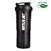 BOTTLED JOY Protein Shaker Bottle 20 oz BPA Free Sports Water Bottle 600ml Gym Water Bottle with Storage for Quick Easy Nutrition Supplement (Black, 600ml)
