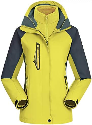 AbelWay Women's Mountain Waterproof Windproof Fleece 3 in 1 Jacket Ski Hooded Rain Coat