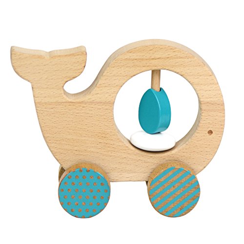 Petit Collage Wooden Push Along Animal Car Whale