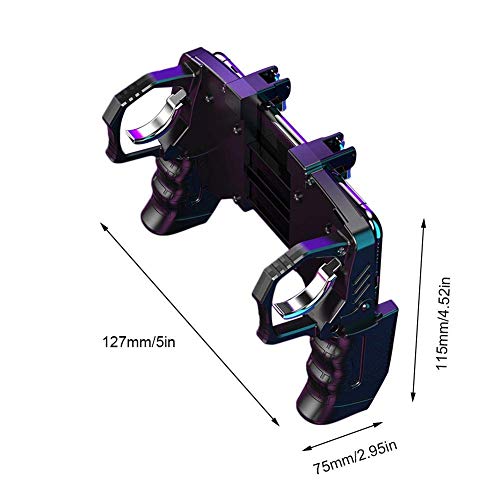 crae9kd K21 PUGB Helper 4 Finger Linkage Game Handle Peace Elite Fast Shooting Button Controller for PUBG Rules of Survival Game Trigger Joystick Gamepad for iOS Android Phone