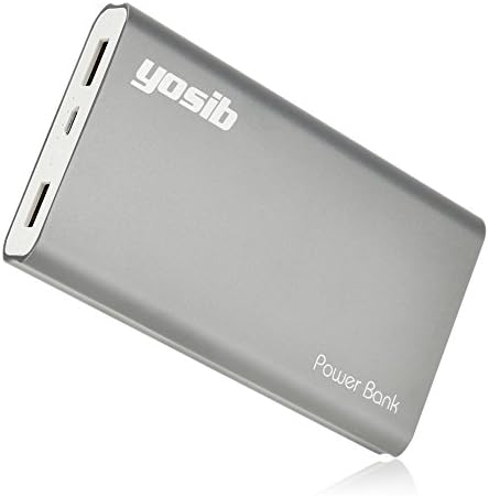 Portable Power Bank Real 10000mAh Dual 2 USB Output Ports Emergency External Battery Charger for iphone7 6s plus6 Androids PSP tablets and More.yosib (Gray)