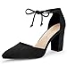Allegra K Women's Ankle Tie Chunky Heel Pointed Toe Dress Black Pumps - 8.5 M US