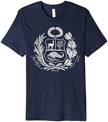 Mens Peru Shirt - Peru Coat of Arms Shirt - Escudo Nacional Peru Small Navy