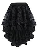 Burvogue Women's Gothic Steampunk Costume Vintage Multi Layered Chiffon Skirt  Black XX-Large/XXXX-Large