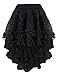 Burvogue Women's Gothic Steampunk Costume Vintage Multi Layered Chiffon Skirt  Black XX-Large/XXXX-Large