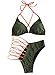 SOLY HUX Women's Sexy Halter Ladder Cutout Brazilian 2PCS Bikini Set Swimsuits Army Green M