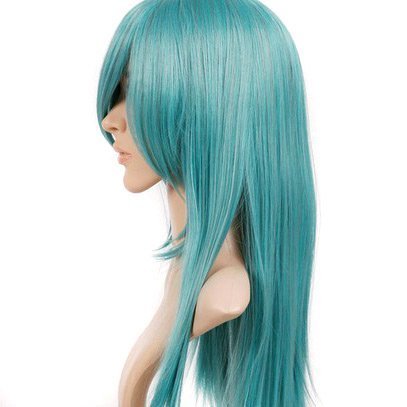 Teal Blue Green Medium Length Straight Anime Cosplay Wig Costume Wig - Image 2