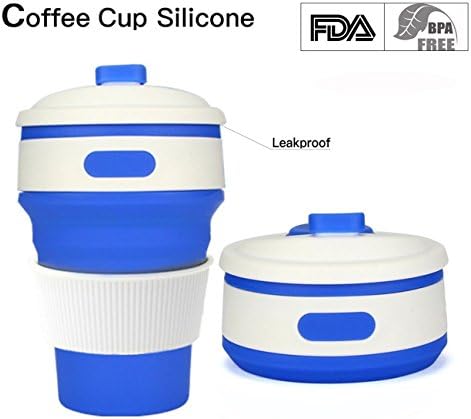 Collapsible Cup Collapsible Coffee mug Travel Mug Food-Grade Portableleakproof Pocket Cup 350MLFor Outdoor Sports Camping And Hiking Office Home Use (Blue)