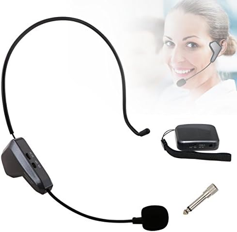 Wireless Microphone Headset HaoWorks 2.4G Professional Grade Wireless Mic Stable 2 in 1 Audio Transmitter and Receiver with Great Volume for Voice Amplifier, Pa System, Karaoke, Speaker (HW-H9)