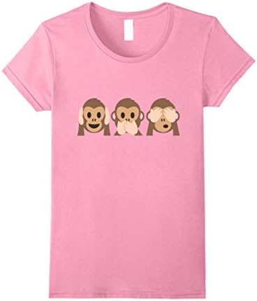 Women's 3 Monkeys Emoji T-Shirt Small Pink
