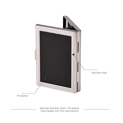 RFID Credit Card Holder Wallets for Women or Men Slim Stainless Steel and PU leather Credit Card Protector for Holding Debit ATM Card
