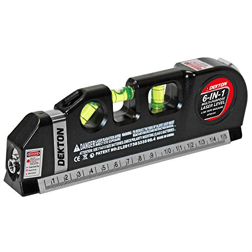 DEKTON DT55191 6 in 1 Laser Bubble Spirit Level Measure Metric Imperial Tape Ruler