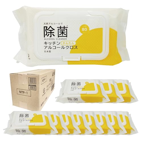 服部製紙 キッチン用除菌アルコール掃除シート 80枚×12個 蓋付き 日本製 天然アルコール配合 NTF-1 ケース販売