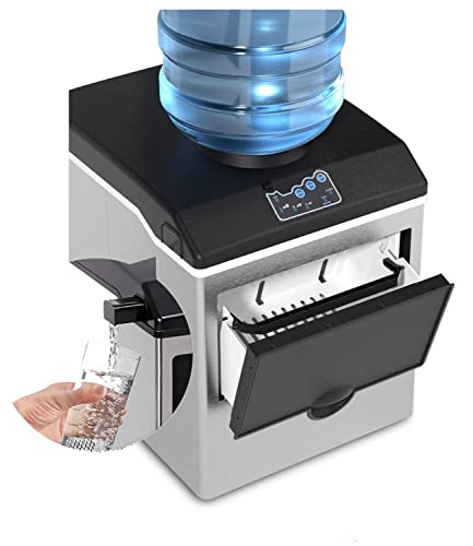 Watoor Countertop 2 in 1 Ice Maker with Water Dispenser 5 Gallon S-M-L 3 Sizes Bullet Ice 45lbs Daily-Ice Cubes Ready in 8 Minutes with Ice Scoop