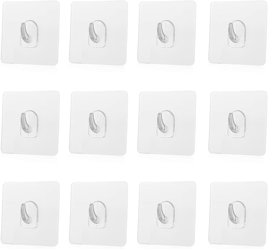 12x Reusable Nano Wall Hooks Adhesive Towel Hooks for Kitchen Bathroom Bedroom