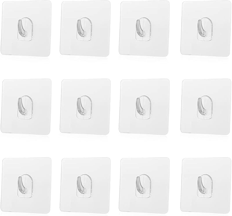 12x Reusable Nano Wall Hooks Adhesive Towel Hooks for Kitchen Bathroom Bedroom