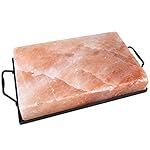 Zenware 12" x 8" x 2" Natural Himalayan Block Cooking Salt Plate & Holder Set - Black