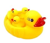 Domire Baby Bath Bathing Toys Rubber Race Squeaky Ducks Yellow