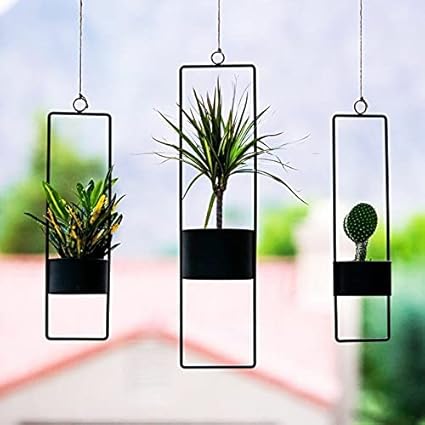 Siddhi Vinayak Gallery Modern Metal Hanging Planter Pots for Plants Balcony Indoor Outdoor Plants Pack of 2