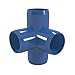 FORMUFIT 3/4” 4-Way Tee Furniture Grade PVC Fitting in Blue, Made in USA, UV-Resistant, Impact-Proof, 1.050” Actual Socket Diameter (Pack of 8) - F0344WT-BL-8