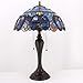 WERFACTORY Tiffany Lamp Blue Purple Cloud Stained Glass Style Table Lamp 16X16X24 Inches Desk Bedside Reading Light Resin Base Decor Bedroom Living Room Home Office S558 Series