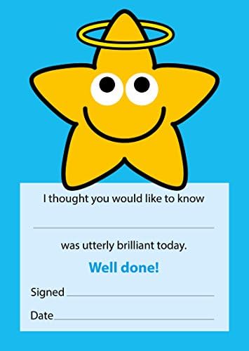 The Sticker Factory A6 "Yellow Halo Star, blue background - Well done!" Reward Note