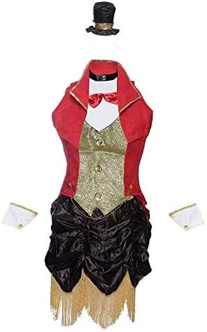 Emmas Wardrobe Ringmaster Circus Fancy Dress Costume Includes Dress, Jacket, Top Hat and Wrist Cuffs - Ladies Fancy Dress for Halloween, Hen Parties or Carnivals UK Sizes (Women: 10, With tights)