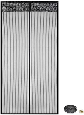 Chephon Heavy Duty Magnetic Screen Door with High-Density Mesh Curtain and Full Frame Velcro Fits Door Size up to 37"-82", Black