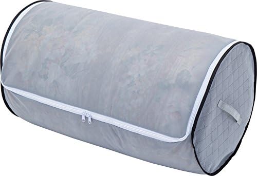 1Storage Charcoal Fiber Duvet Blanket Organizer Bag, Cylinder Shape, Breathable Material, Grey 902-14