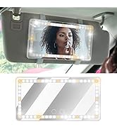 Huicocy Car Vanity Mirror with 60 Leds & 3 Light Modes & Touch On Screen, Rechargeable Car Visor ...