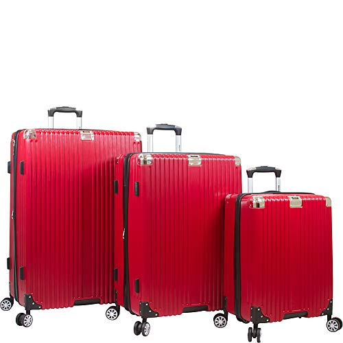 Dejuno Moda Scratch Resistant 3Piece Hardside Spinner Luggage Set, Red