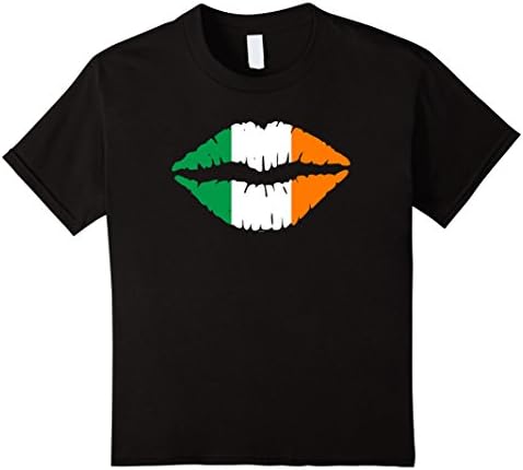Kids Irish flag kiss lips St Patricks day drinking team tee gift 6 Black