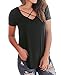 BOBOSMXL Women's Casual Short Sleeve Solid Criss Cross Front V-Neck T-Shirt Blouse Tops