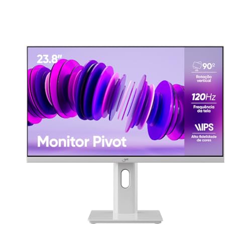 GET - Monitor Pivot Rotativo Vertical 23,8" Get IPS LED Full HD 7ms 120Hz Branco Design Fino