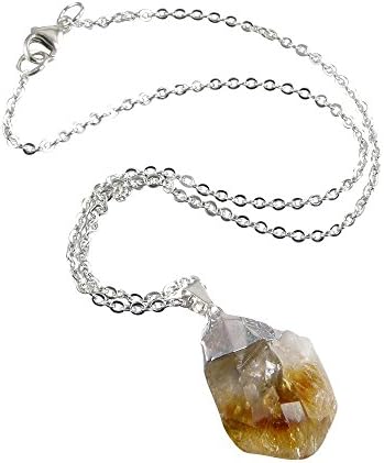 Citrine Natural Healing Stone Pendant, Citrine Energy Stone Sterling Silver Necklace