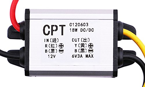Yeeco Step Down Voltage Reducer Converter DC 12V to 6V 3A/18W Buck Power Module Voltage Regulator Transformer Power Supply Board for Car Vehicle Automotive LED Display Radio