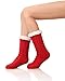 SDBING Women's Winter Super Soft Warm Cozy Fleece Lined Fuzzy Slipper Socks with Grippers (Red, 6-10)