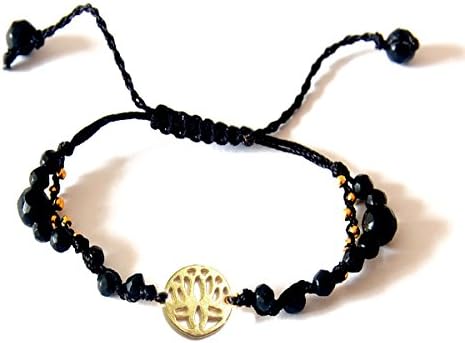 Lotus and Black Jade Wrap Bracelet.