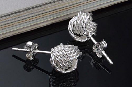Foreverstore Sterling Silver Twisted Love Knot Stud Earrings