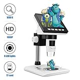 LCD Digital Microscope, TSAAGAN 4.3 inch Full Color LCD Digital USB Microscope Camera with 1080P HD 2MP 50x to 1000x Magnification Endoscope with 8 LED Adjustable Light for Kids, Students Gifts