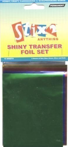 10 SHEETS TRANSFER FOILS ASSORTED COLOURS RED BLUE GREEN SILVER &amp; GOLD by UK Industrial Tapes