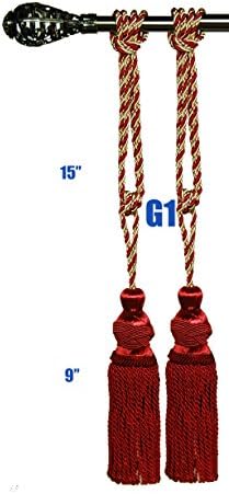 Fabric Bureau Elegant Drapery Tiebacks Tassels for Window Home Decoration Chose From Style/size/color (Ruby M)