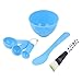 uxcell Blue 4 in 1 Cosmetic Tool Make Up Mask Mixing Stick Brush Spoon Bowl Kit